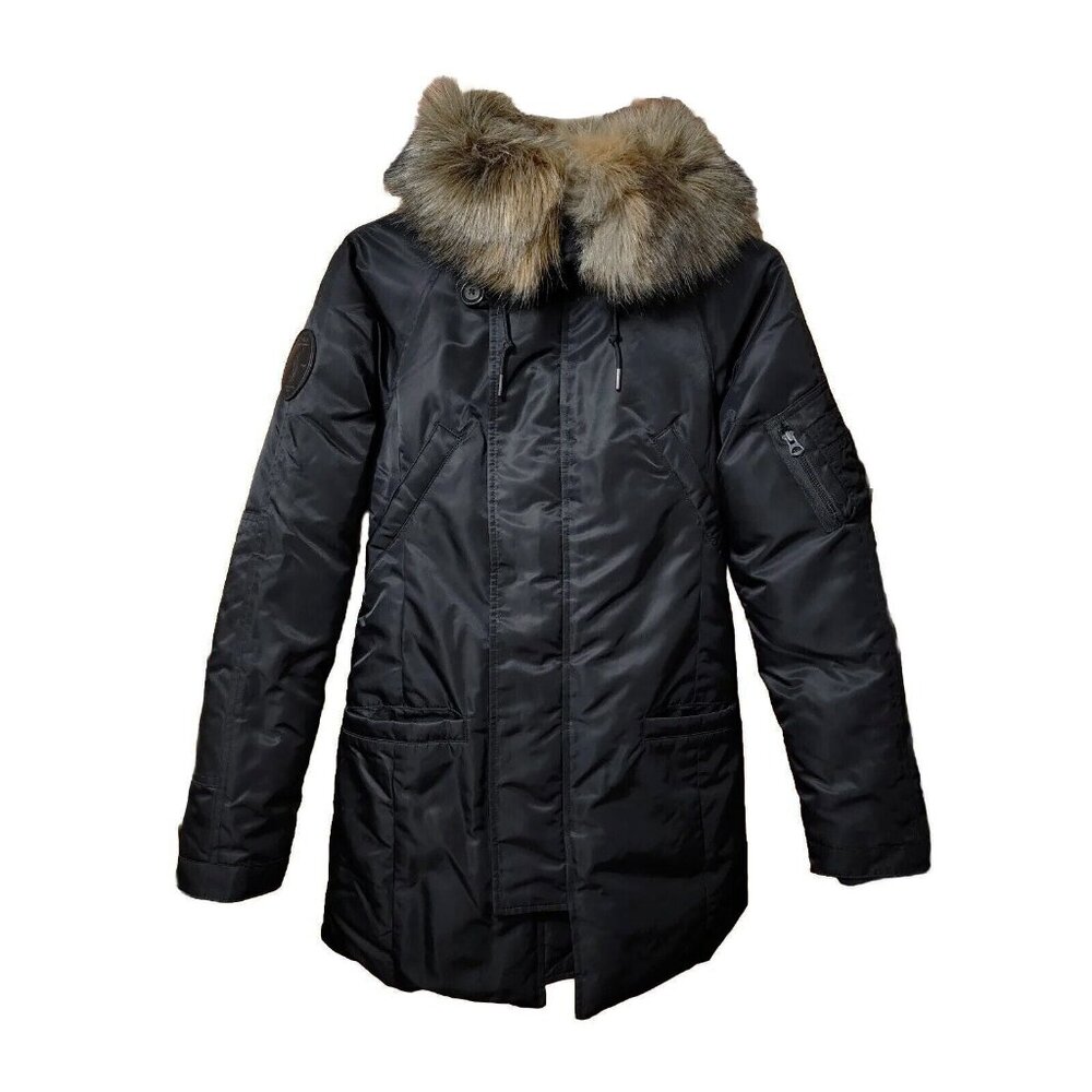 NEW $598 Polo Ralph Lauren Down Puffer Jacket!  XXS  Black  Faux Fur Trim  Hood